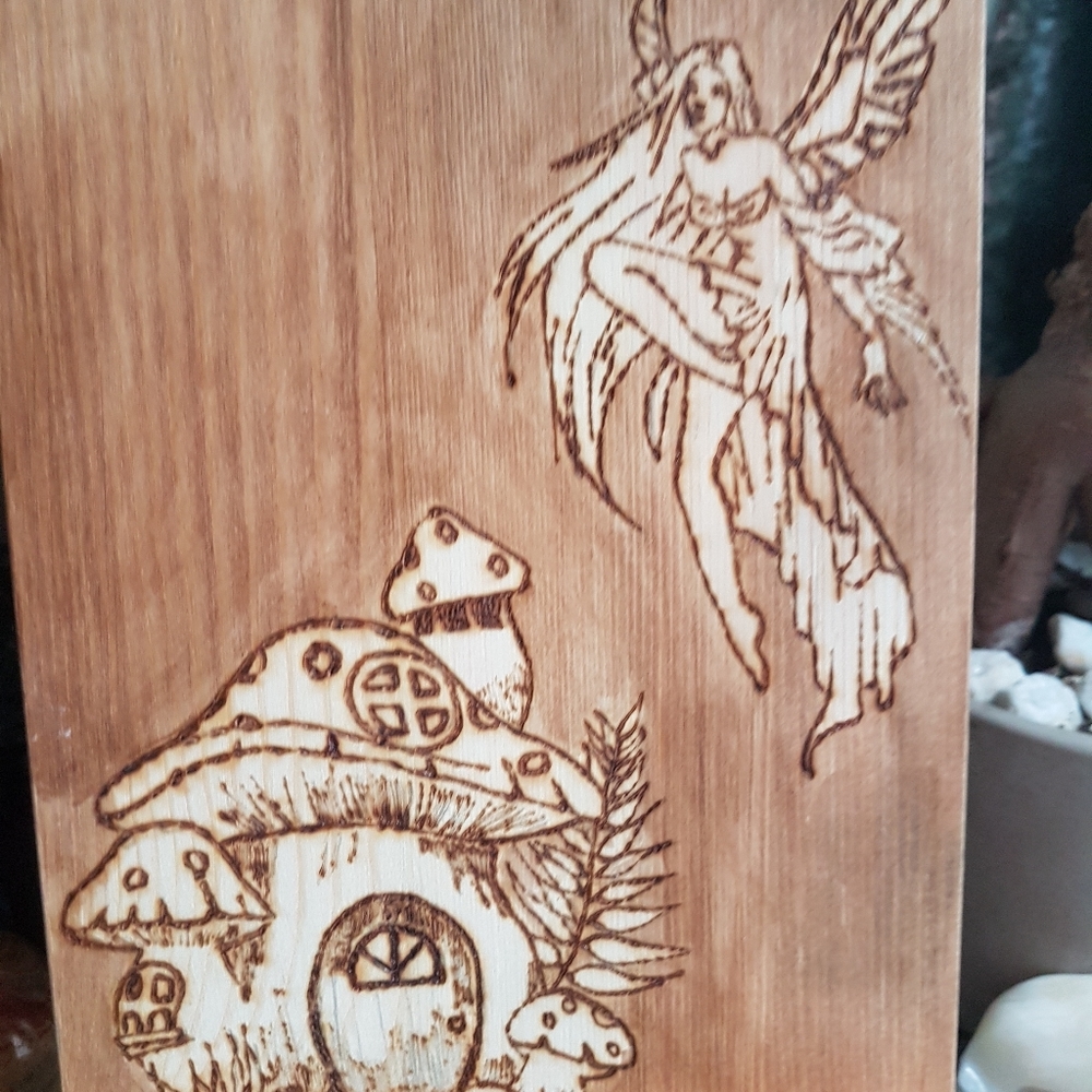 Handmade wood burned large cutting board